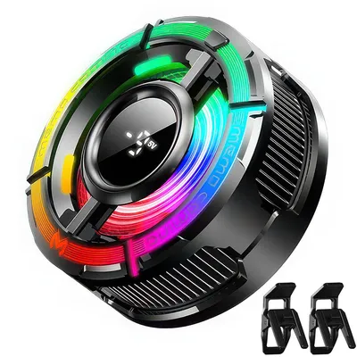 Produktbild von Halbleiter Handy-Kühler mit AI, magnetisch + Clip,RGB LED,digitale Temperaturanzeige, ultraleicht 150 g,leise 25 dB,kompakt&tragbar,Gaming geeignet