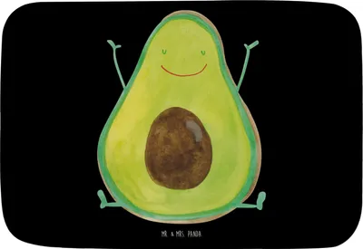 Produktbild von Mr. & Mrs. Panda Badematte Avocado Glücklich - Schwarz - Geschenk, Chaos, badezimmermatte, Frucht, Duschvorleger, Badteppich, Badezimmerteppich, Badvorleger, Freude