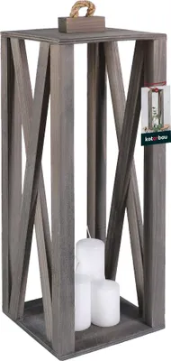 Produktbild von KOTARBAU® Holzlaterne Grau 20 x 20 x 50 cm Gartenlaterne Holz Laterne draußen & drinnen Laterne Wohnzimmer für Blumen und Kerzen Laternen Hochzeit