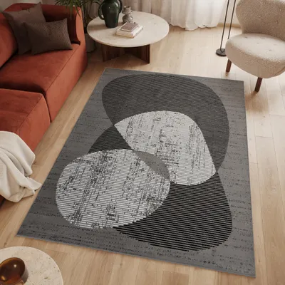Image de Tapis LUXURY Géométrique Gris Foncé Salon  160 x 220 cm