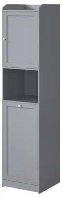 Image de Armoire de salle de bain avec panier à linge et étagère réglable | Gris | 40x40x169,9 cm