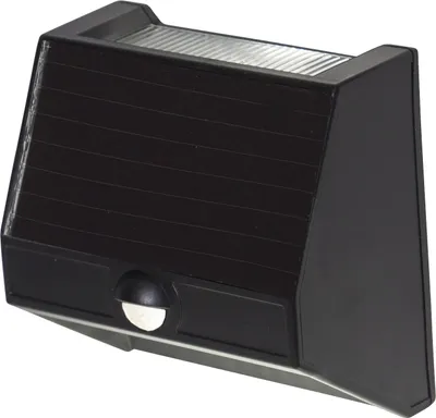 Produktbild von Star Trading 481-15 LED-Solar-Wandleuchte "Wally" Kunststoff, ca. 11x11 cm, 1 warmwhite LED, Bewegungssensor 5/50 LM, Solarpanel, Akku,  schwarz, outdoor, Vierfarb-Karton