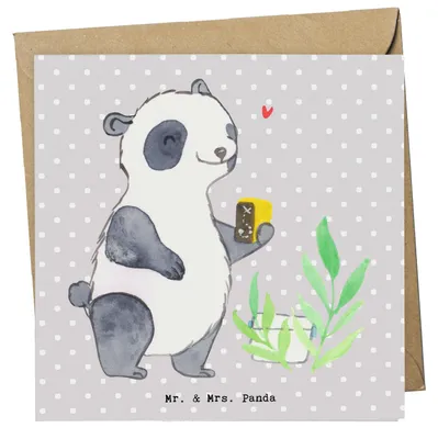 Produktbild von Mr. & Mrs. Panda Glückwunschkarte Panda Geocaching - Grau Pastell - Geschenk, anlasskarte, faltkarte, Grußkarte, Opencaching, Klappkarte, GPS Schnitzeljagd, doppelkarte