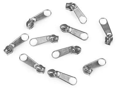 10 Reißverschluss Zipper für Endlosreißverschluss, 5mm, platin