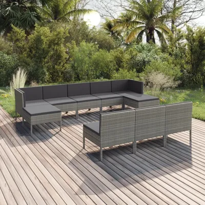 Immagine prodotto di Maison Exclusive - Set da giardino da 10 pezzi con cuscini in rattan sintetico grigio