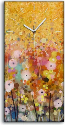 Produktbild von Wanduhr Uhr Wandbild Leinwand Geräuschlos 30x60 Natur Landschaft Blume wiese - weiße Hände