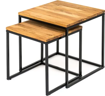 Produktbild von Couchtisch >2047< in Eiche, Gestell Metall - 45x47x45cm (BxHxT)