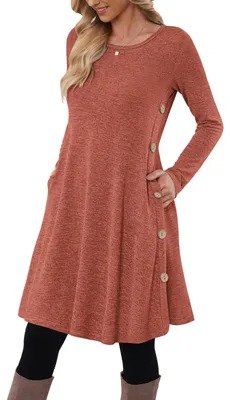 Produktbild von MOLERANI Pulloverkleid für Damen Langarmkleid Damen Knopf Lässiges Tunikakleid m