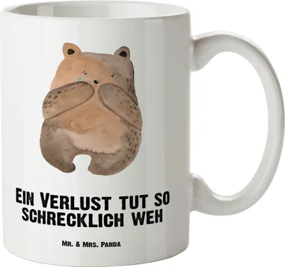 Produktbild von Mr. & Mrs. Panda Keramiktasse Bär Verlust - Weiß - Geschenk, jumbotasse, Jumbo Tasse, Teddy, Pott, Trauer Trauergeschenk Traurig Trösten Trost Liebeskummer, Kaffeepott