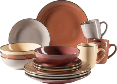 Produktbild von Mäser 931871 Kombiservice Metallic RIM für 4 Personen, Steinzeug, mehrfarbig (1 Set, 16-teilig)