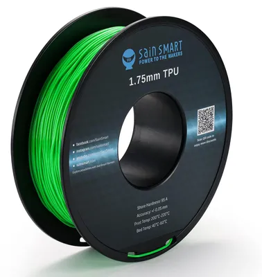 Produktbild von SainSmart flexibles TPU 3D-Druck-Filament, 1,75 mm, 0,8 kg, Maßgenauigkeit +/- 0,05 mm (Neongrün)