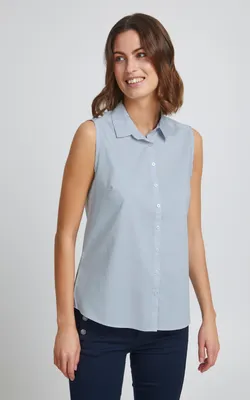 Produktbild von fransa Zashirt 4 Shirt Damen Bluse Hemdbluse ärmellos mit Hemdblusenkragen