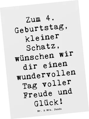 Produktbild von Mr. & Mrs. Panda Postkarte Spruch 4. Geburtstag - Weiß - Geschenk, Geborgenheit, Geburtstagsgeschenk, Happy Birthday, Kinder feiern, Geburtstagsfeier, Ansichtskarten