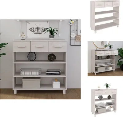 Image de vidaXL Table console HAMAR blanc 90x35x90 cm pin massif - Tables d'appoint
