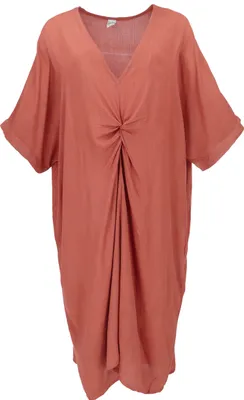 Produktbild von Lockeres Oversize Kaftankleid, Plus Size Kleid - Zimtrot, Damen, Orange, Baumwolle, Größe: S/M