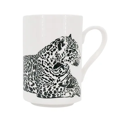 Produktbild von Cremefarbener Porzellan Becher 400ml Jaguar Design, Mikrowellen- und Spülmaschinengeeignet