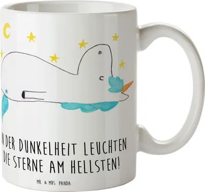 Produktbild von Mr. & Mrs. Panda Kaffeebecher Angst vor Dunkelheit überwinden - Weiß - Geschenk, Hoffnung, Kaffeetasse, Vertrauem, Unterstützung, Teetasse, poetische Sprache, Zuversicht