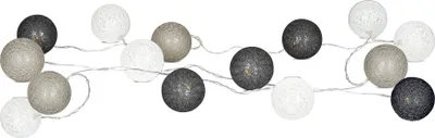 Produktbild von levandeo Lichterkette, Baumwolle, Grau, LED, 15 Kugeln Ø 4 cm, Lampions, Batteriebetrieben (2xAA)