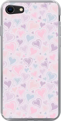 Produktbild von MuchoWow® Handyhülle Schutzhülle Hülle für Telefoonhoesje iPhone SE 2020 Mädchen - Herzen - Schnittmuster - Mädchen - Kinder - Kinder Silikon Softcase Handy Hülle - Kartenbesitzer