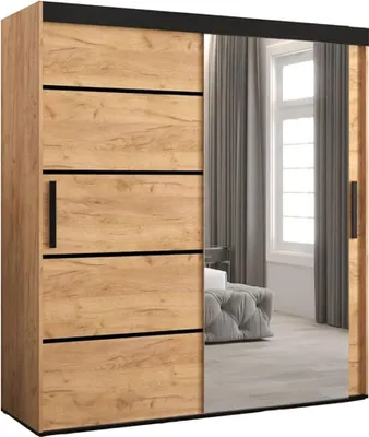Immagine prodotto di Armadio ad ante scorrevoli Bergamo Armadio 200cm in Rovere vecchio artigianale nero