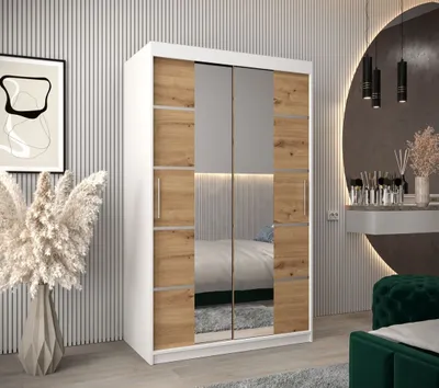 Obrázek produktu pro Skříň se zrcadly VIVIEN - šířka 120 cm, bílá / dub artisan