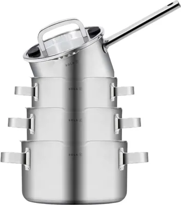 Image de Ensemble de casseroles Sola - en inox - Juvia - Ø16/18/20 cm + Ø16 cm - 4 pièces