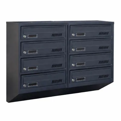 Productafbeelding van Brievenbus voor appartementen met 8 compartimenten GDS, antraciet RAL 7016, diepte 20 cm, wandmontage.