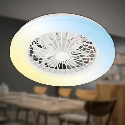Imagen del producto de Ventilador de techo con luz - Blanco, 48,5 x 14,5 cm - LED regulable - Control remoto