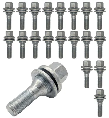 Immagine prodotto di 20 viti per cerchi in lega M12x1.25, lunghezza 36mm, a testa piatta, colore argento, compatibili con: Opel Astra L, Astra L Sports Tourer, Combo E, Combo E 4x4, Combo E Life, Combo E Tour, Corsa
