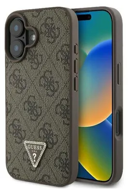 Immagine prodotto di GUESS Custodia iPhone 16 Strass Triangle Logo Hülle Cover braun