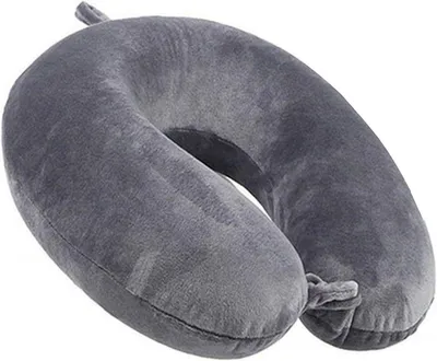 Produktbild von Reisekissen Memory Foam, Nackenkissen für Flugzeug & Auto, verstellbar, Grau