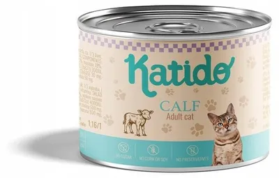Imagen del producto de KATIDO, alimento húmedo premium para gatos, sabor a ternera, 200g