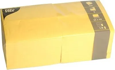 Produktbild von Servietten, 3-lagig 1/8-Falz 33 cm x 33 cm gelb