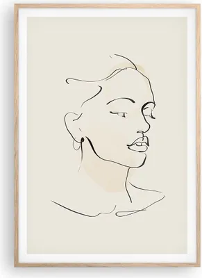 Produktbild von Gerahmtes Poster - Rahmen in heller Eiche - Frau Zeichnung Linie - 70x100 cm - Wand Bild - Wanddeko - Wandbilder - Kunstposter - Wandposter - Bilderrahmen - Bilder - Kunstdruck - P2NPA70x100-5046