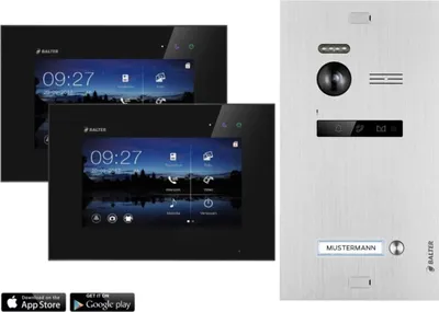 Productafbeelding van Balter EVO videosysteem voor deuropnamen, geschikt voor eengezinswoningen, met 2x 7-inch monitor, zilver/zwart