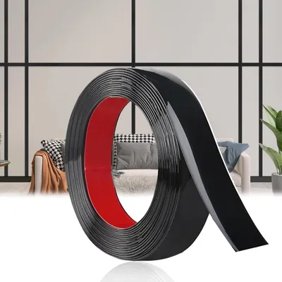 Productafbeelding van Zelfklevende Decoratieve Wandlijst PVC Zwart 3 cm x 12 m