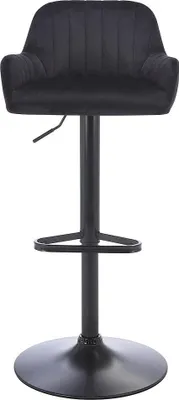 Produktbild von Barhocker aus Velours und Metall - Verstellbare Höhe - Schwarz - ELEANA