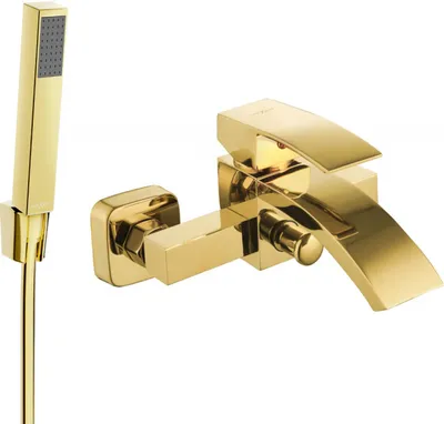Produktbild von Mexen Libra R77 Wannenbatterie mit Brausegarnitur, Gold - 74513R77-50
