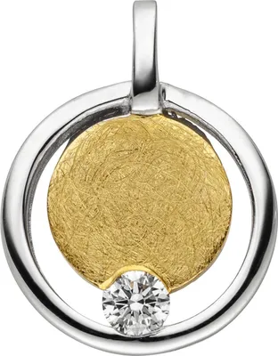 Produktbild von Anhänger aus 585 Gold Gelbgold bicolor eismatt mit Diamant Brillant 0,06 ct.