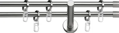 Produktbild von SN Deco - Innenlaufgarnitur Mailand, 16 mm, 2-Lauf, edelstahl optik, 100 cm