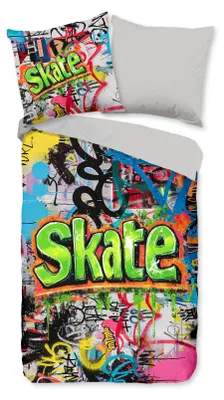 Produktbild von Good Morning Flanell-Bettwäsche-Garnitur Skate   Farbe Grau Größe 135x200+80x80