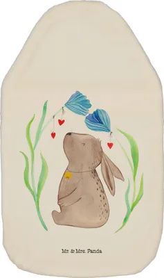 Produktbild von Mr. & Mrs. Panda Wärmekissen Hase Blume - Weiß - Geschenk, Geburtstag, Schwangerschaft, Geburt, warmwasserbeutel, Ostern, Kindergeburtstag, Bettflasche, Wärmflaschen