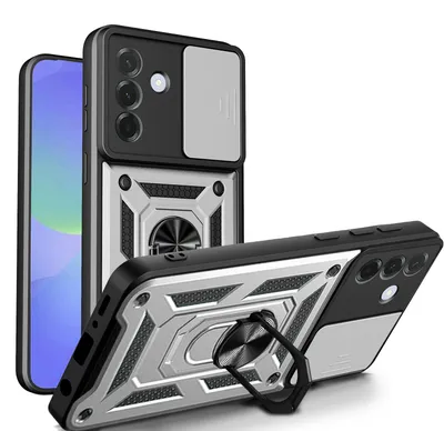Produktbild von Outdoor Panzer Hülle für Samsung Galaxy A27 mit Kameraschutz Ringhalter Silber