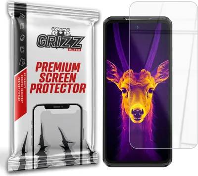 A product package for a screen protector next to a smartphone with a screen protector applied.