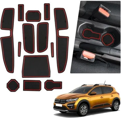 Image de Tapis antidérapants pour Dacia Sandero 3/Sandero Stepway III 2021-2024, tapis de voiture en caoutchouc, tapis antidérapants en caoutchouc, accessoires pour tapis de voiture, tapis antidérapant en caoutchouc, coffret de tapis de voiture en caoutchouc