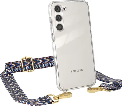 Produktbild von EAZY CASE Handykette - Verstellbarer Trageriemen kompatibel mit Samsung Galaxy S23 Plus, Handykordel mit transparenter Silikon-Hülle, Band in Blau