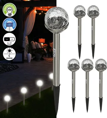 Produktbild von Solar Wegeleuchte Crackle 6er Set Ø 6cm Beleuchtung Gartenlampe Bodenstecker Gartendeko