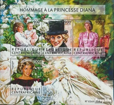 Produktbild von Briefmarken Zentralafrikanische Republik 2015 Mi 5670-5673 Kleinbogen (kompl. Ausgabe) postfrisch Prinzessin Diana