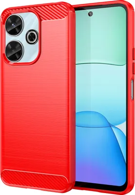 Produktbild von Hülle für Xiaomi Redmi 13 4G Carbon-Faser Weich TPU Silikon Stoßfest Handyhülle Rot