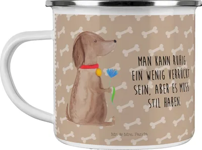 Produktbild von Mr. & Mrs. Panda Teetasse Hund Blume - Hundeglück - Geschenk, becher emaille, Tasse, Stil, Pott, Teebecher, Süß, Hunde, Sprüche, Haha